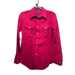 Ralph Lauren Pink Button-Up Shirt – Women's Size 10, Slim Fit